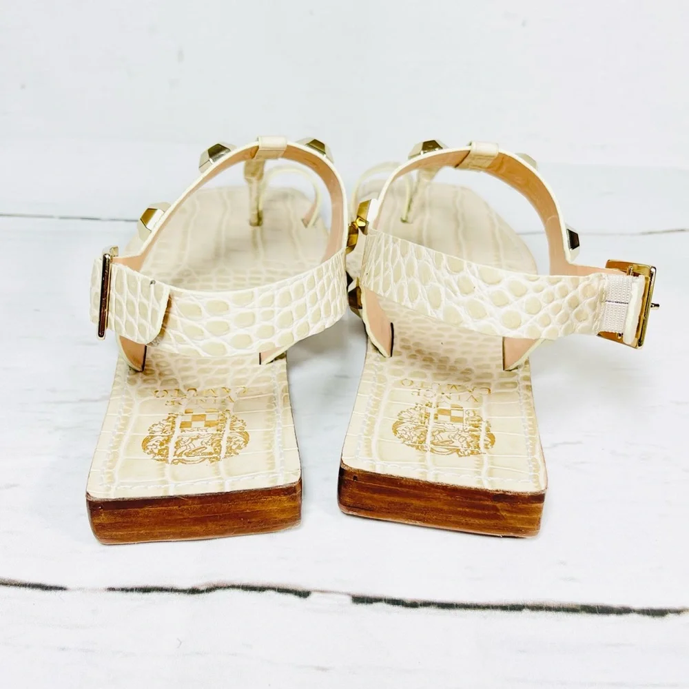 Vince Camuto Dailette Sandals Womens Size 8.5M Slingback Croc‎ Print Studded